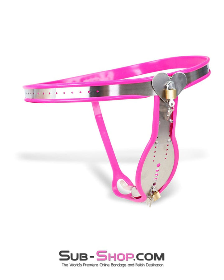 9997M Domina’s Discipline Steel Male Chastity Tube Belt with Pink Rubber Lining Chastity , Sub-Shop.com Bondage and Fetish Superstore