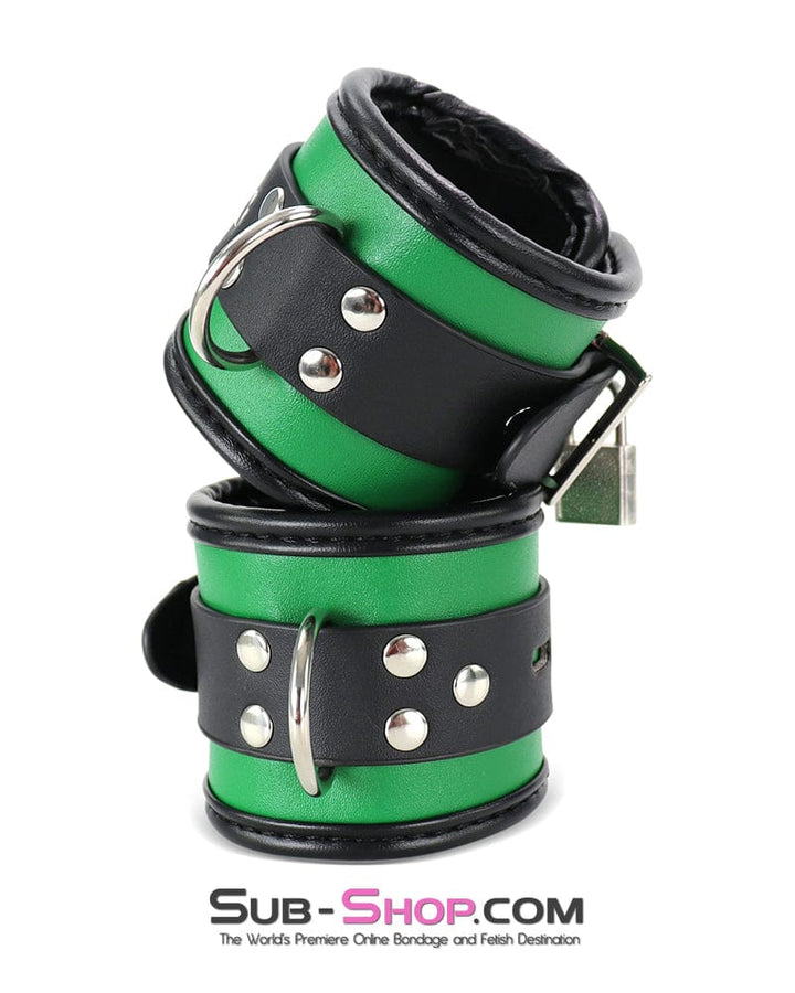 9999DL Emerald Green Bondage Collar, Wrist Cuffs and Blindfold Set Bondage Set , Sub-Shop.com Bondage and Fetish Superstore