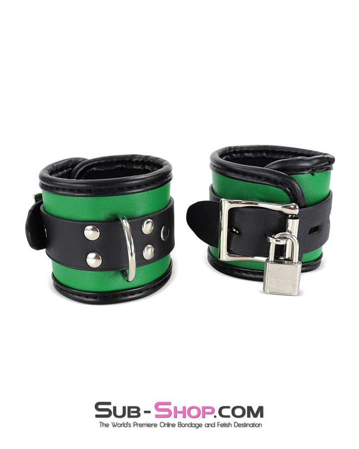 9999DL      Emerald Green Bondage Collar, Wrist Cuffs and Blindfold Set Bondage Set   , Sub-Shop.com Bondage and Fetish Superstore