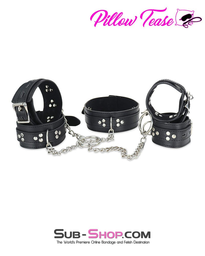 Bondage Set 7287DL      Locking Collar, Wrist and Ankle Cuffs Bondage Serving Set