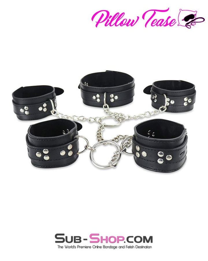 Bondage Set 7287DL      Locking Collar, Wrist and Ankle Cuffs Bondage Serving Set