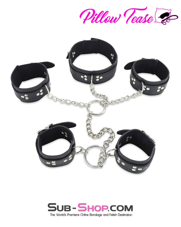 Bondage Set 7287DL      Locking Collar, Wrist and Ankle Cuffs Bondage Serving Set