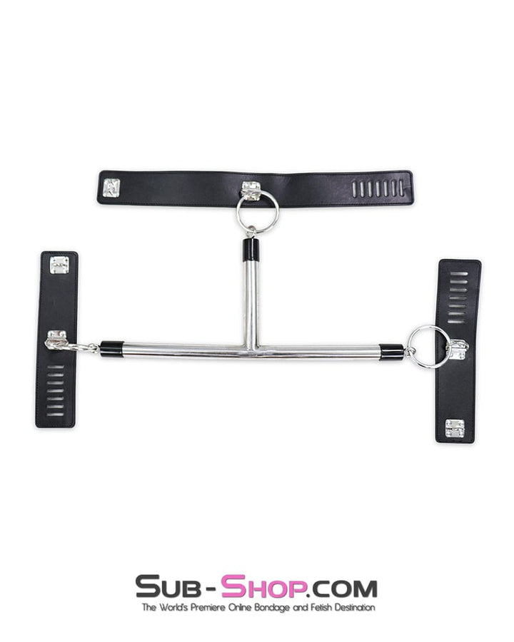 Bondage Set 9083DL      Collar to Wrist Metal Bondage T-Bar with Locking Collar and Wrist Cuffs