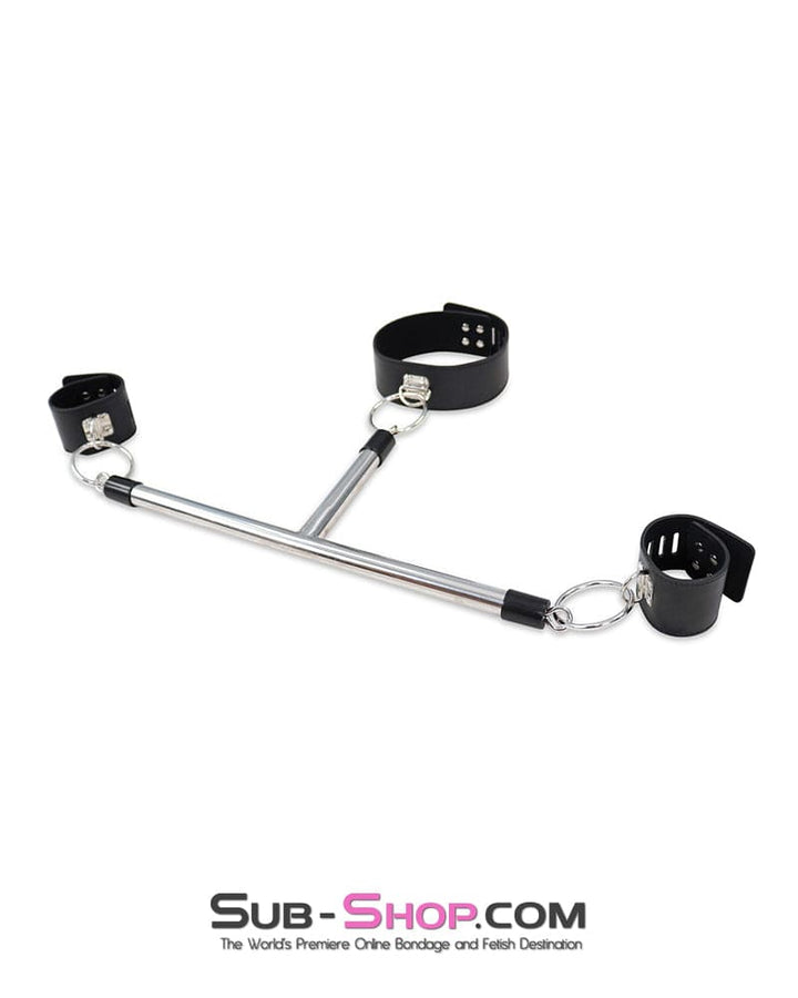 Bondage Set 9083DL      Collar to Wrist Metal Bondage T-Bar with Locking Collar and Wrist Cuffs