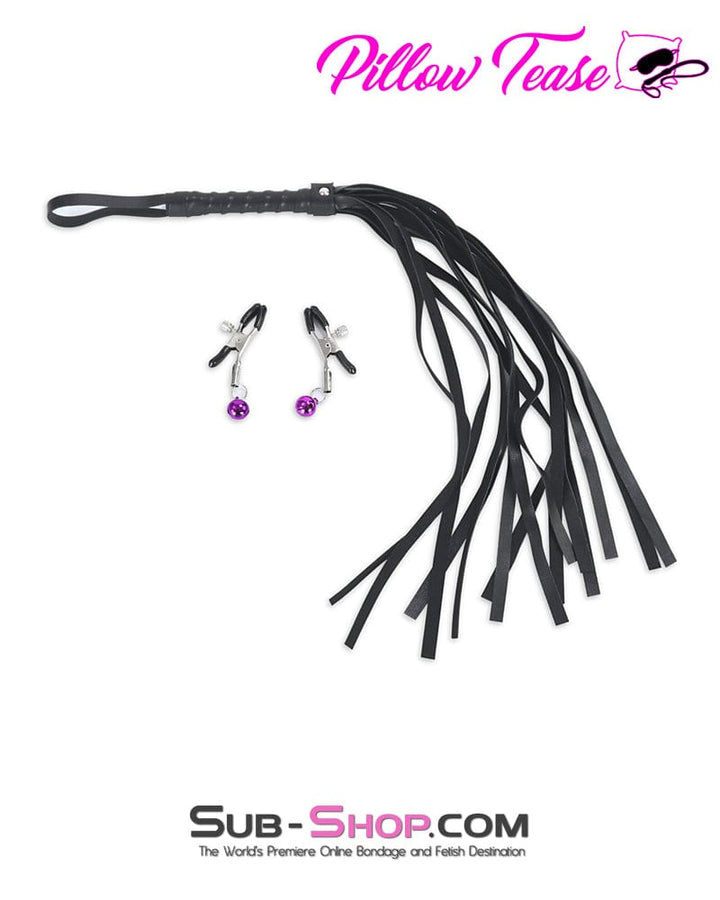 Bondage Set 9976M      9 pc. Collar, Cuffs, Rope, Paddle, Whip, Blindfold + Nipple Clamps Bondage Set