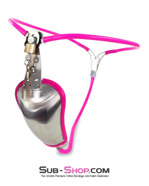 Chastity 0251M   The Shield Invisible Male Chastity Belt with Pink Edging