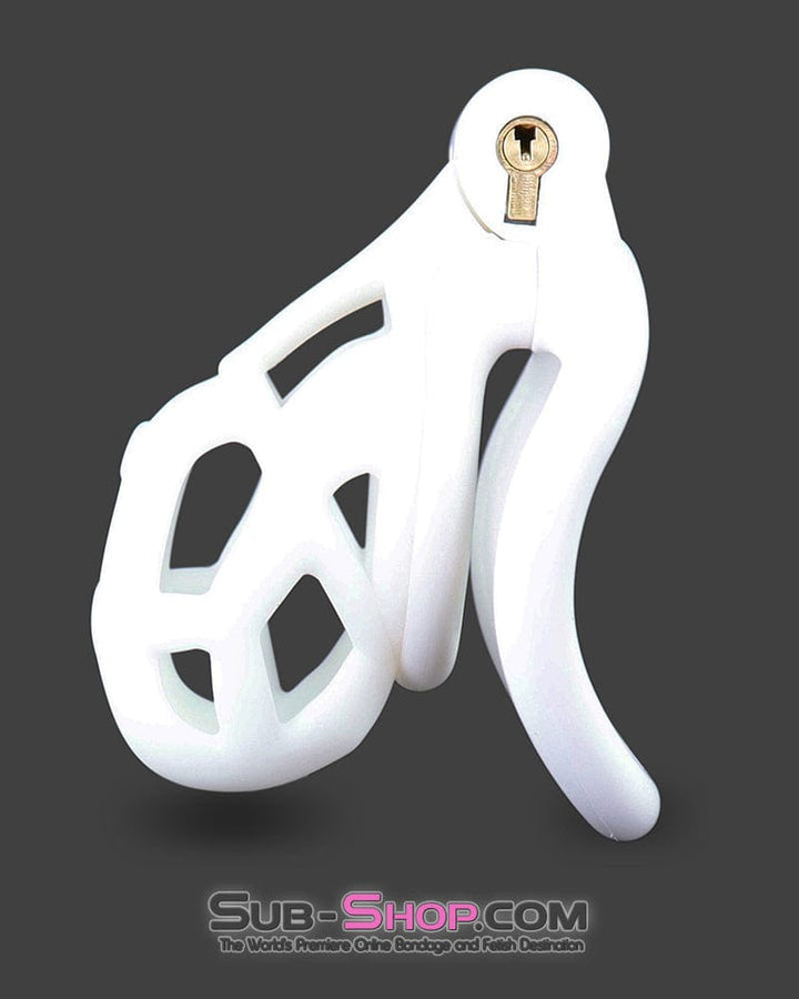 Chastity 0265M  White Locking Male Chastity Cage Discreet Secure and Escape-Proof