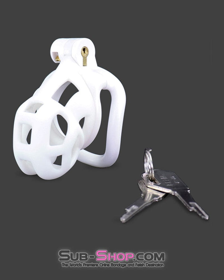 Chastity 0265M  White Locking Male Chastity Cage Discreet Secure and Escape-Proof