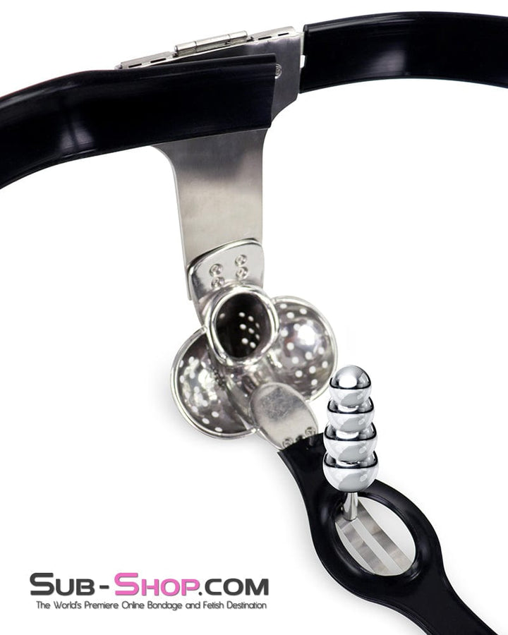 Chastity 0446DL  Steel Lockdown Chastity Belt with Dual-Lock Cock Shield & Anal Intruder Plug