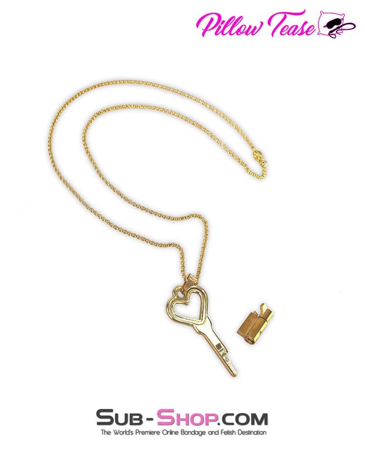 Chastity 1592DL      Keyholder Necklace Gold Chastity Cage Lock and Key