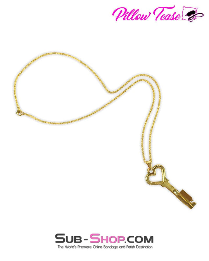 Chastity 1592DL      Keyholder Necklace Gold Chastity Cage Lock and Key