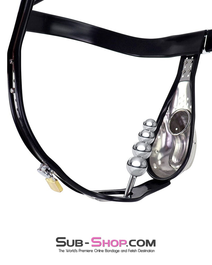 Chastity 2486DL  Steel Chastity Belt with Cock Cage and Removable Steel Anal Dildo