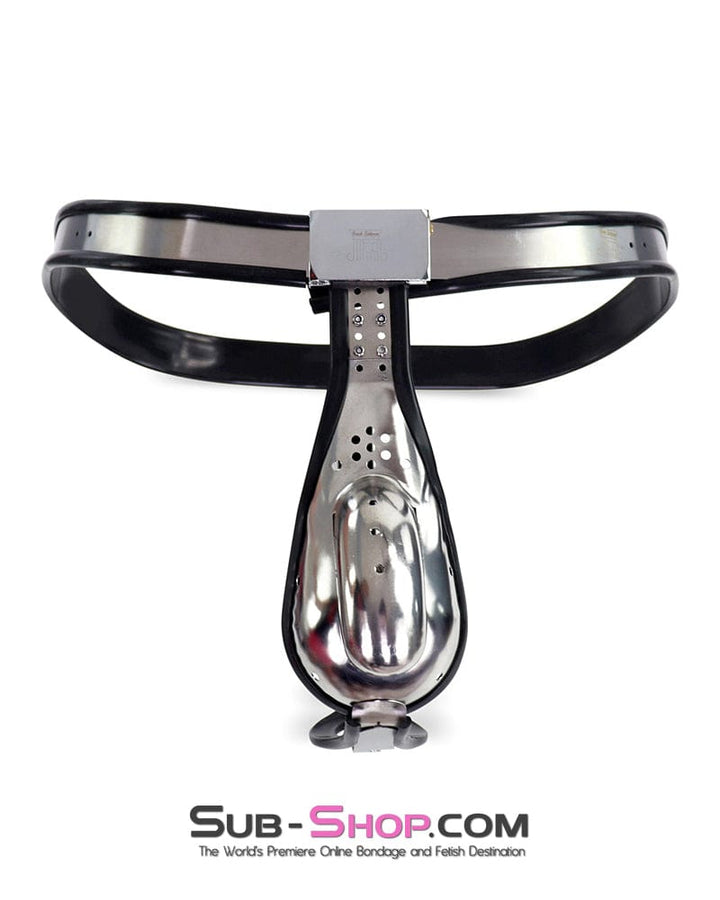 Chastity 2486DL  Steel Chastity Belt with Cock Cage and Removable Steel Anal Dildo