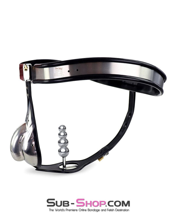 Chastity 2486DL  Steel Chastity Belt with Cock Cage and Removable Steel Anal Dildo