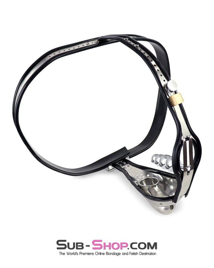 Chastity 2486DL  Steel Chastity Belt with Cock Cage and Removable Steel Anal Dildo
