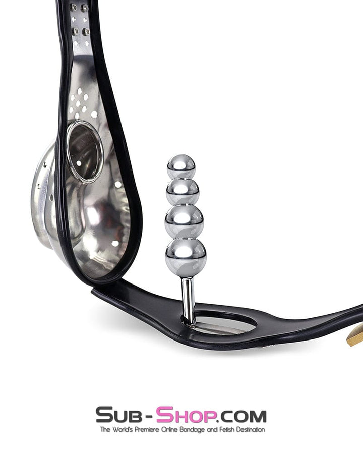 Chastity 2486DL  Steel Chastity Belt with Cock Cage and Removable Steel Anal Dildo