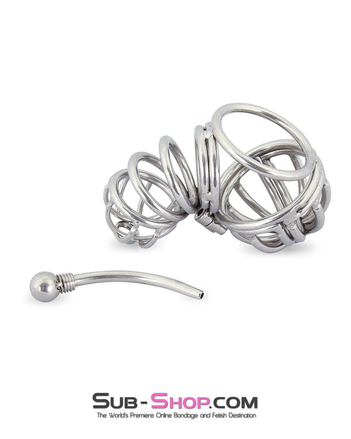 Chastity 3803M      Full Cock & Ball Cage Chastity with Urethral Sound
