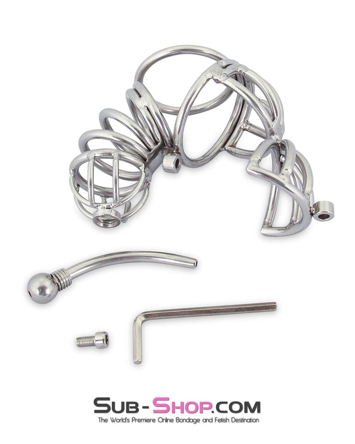 Chastity 3803M      Full Cock & Ball Cage Chastity with Urethral Sound