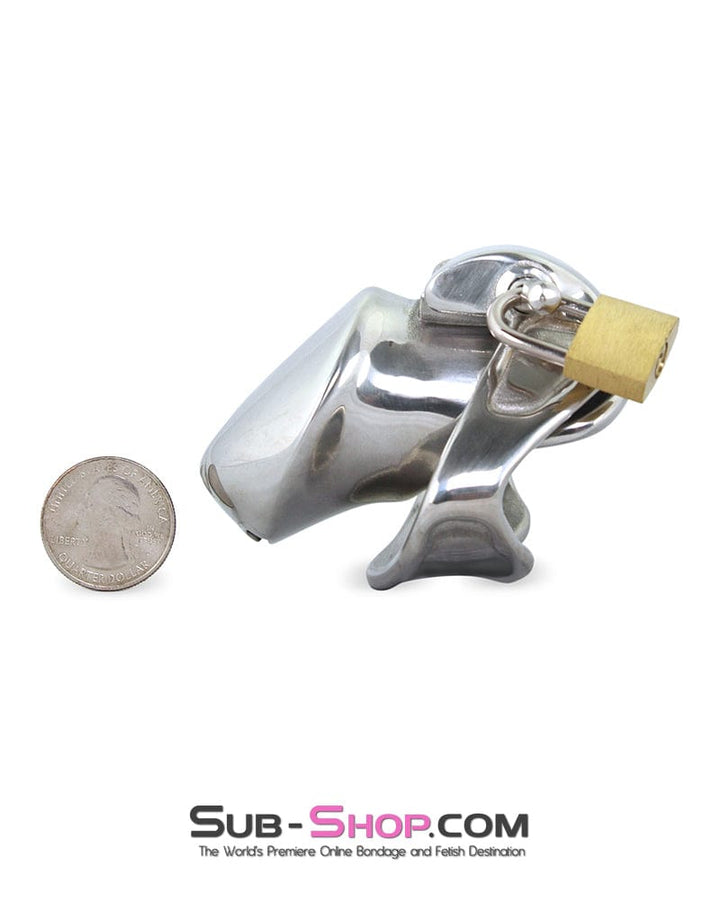 Chastity 7227M      Short Dick Steele High Security Chastity Cock Cage with Medium Cock Cuff