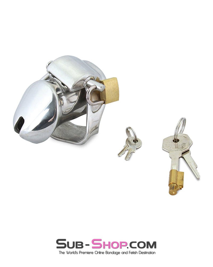 Chastity 7227M      Short Dick Steele High Security Chastity Cock Cage with Medium Cock Cuff