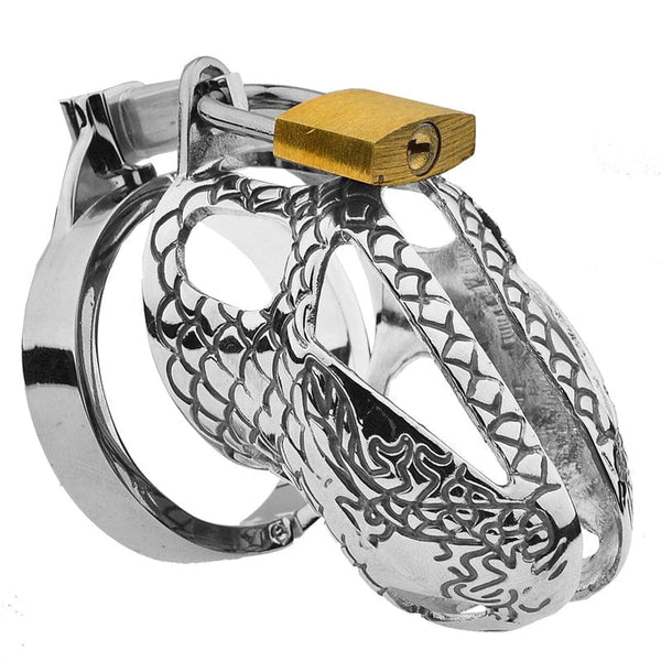 Chastity 8721M  Tattoo Style Etched Locking Cock Chastity Cage