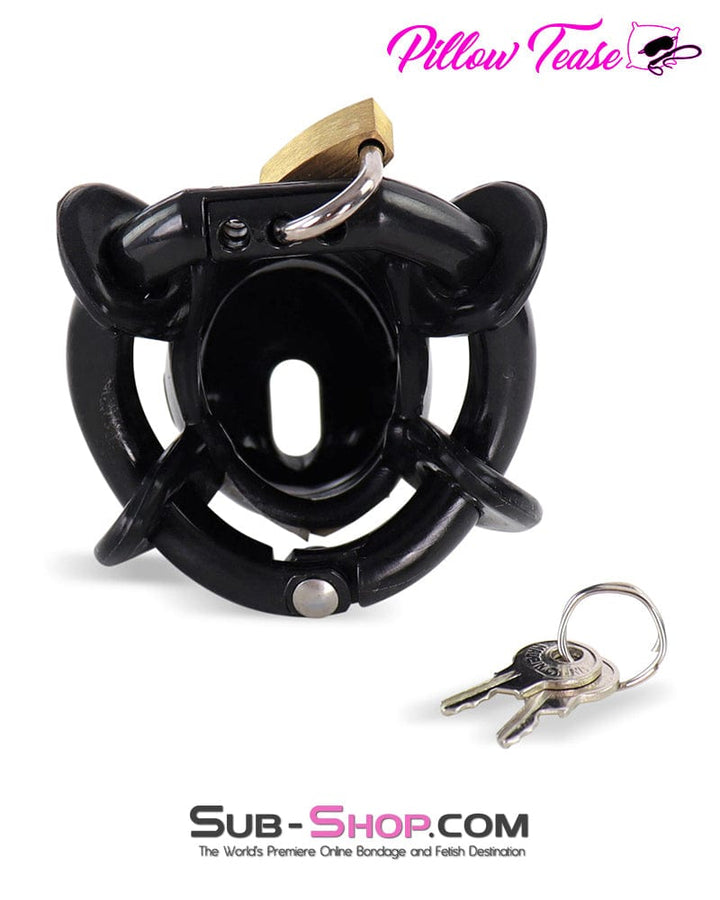 Chastity 9038AE  Ruined Orgasms Tiny Black Locking Silicone Chastity Cock Cage