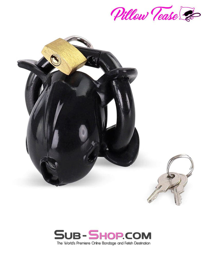 Chastity 9038AE  Ruined Orgasms Tiny Black Locking Silicone Chastity Cock Cage
