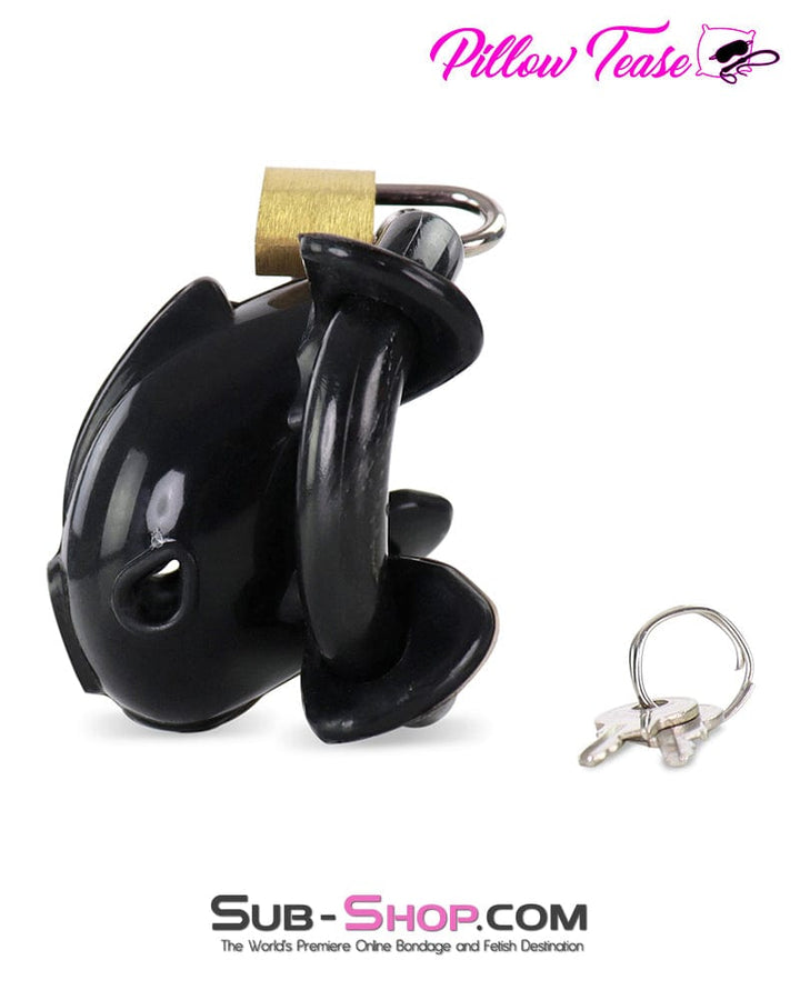Chastity 9038AE  Ruined Orgasms Tiny Black Locking Silicone Chastity Cock Cage
