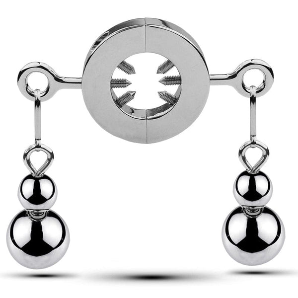 Cock & Ball Strap 0449M  CBT Ball Torture Adjustable Spiked Ring Device with Steel Ball Weights