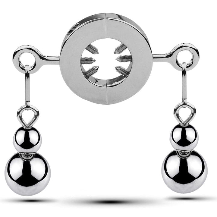 Cock & Ball Strap 0449M  CBT Ball Torture Adjustable Spiked Ring Device with Steel Ball Weights