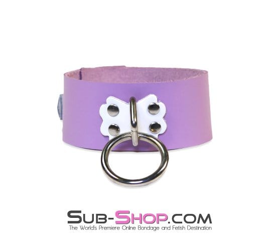 Collar 0566A  One Upon a Slave Purple Leather Bondage Collar