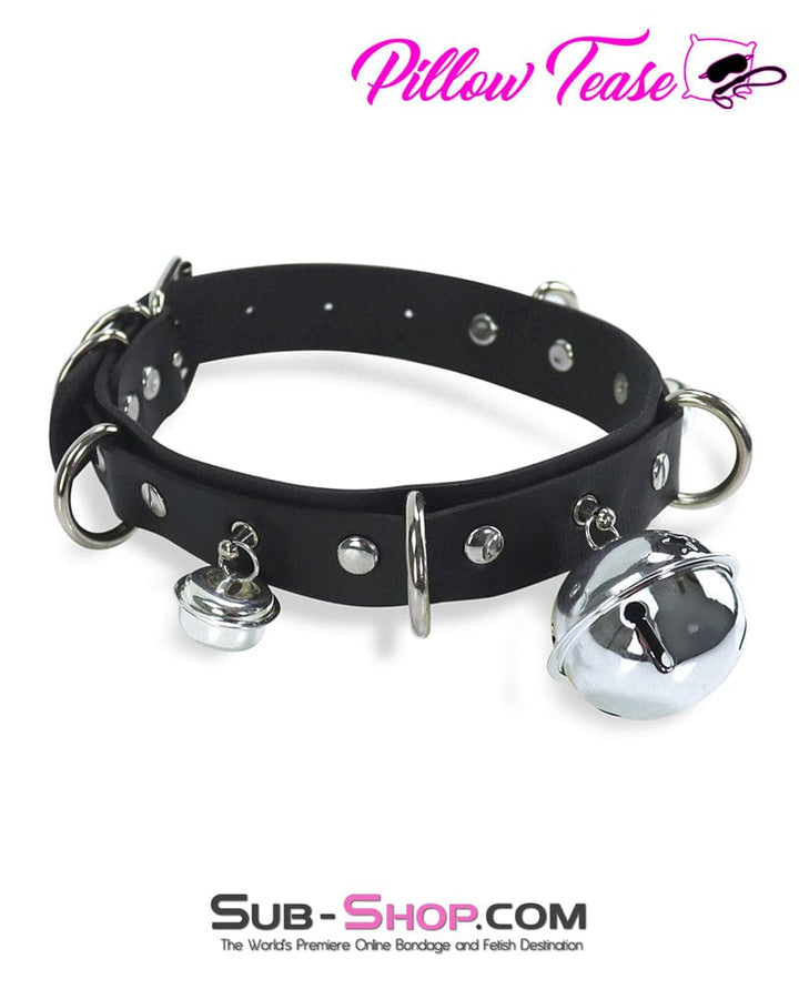 Collar 0813DL      Slave Pet Belled Black Bondage Collar