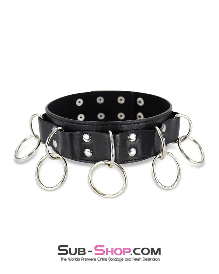 Collar 0971DL      Five Ring Dark Fantasy Bondage Slave Collar