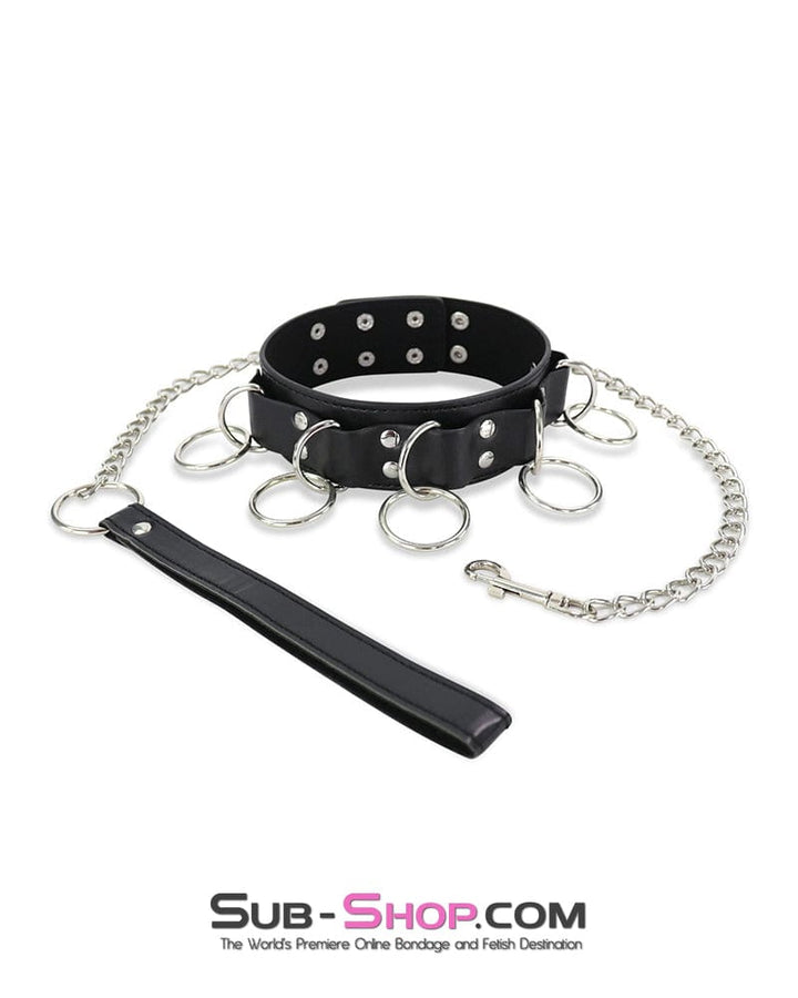 Collar 0971DL      Five Ring Dark Fantasy Bondage Slave Collar