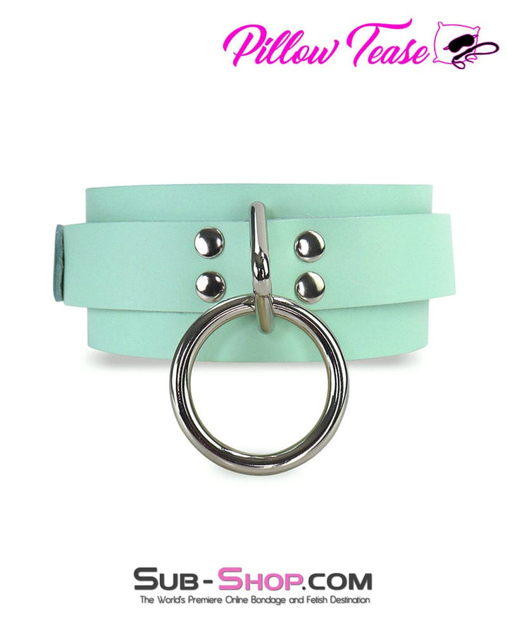 Collar 1398A      Retro Mint Leather Bondage Collar