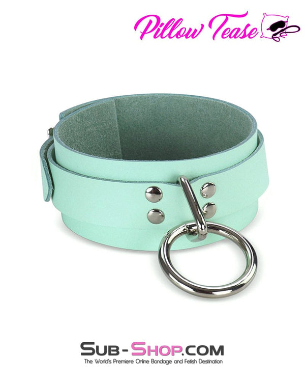 Collar 1398A      Retro Mint Leather Bondage Collar