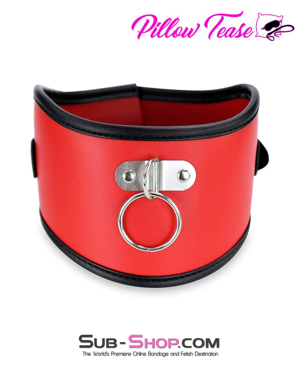 Collar 2402DL      Red Slave Training Posture Collar with Black Trim