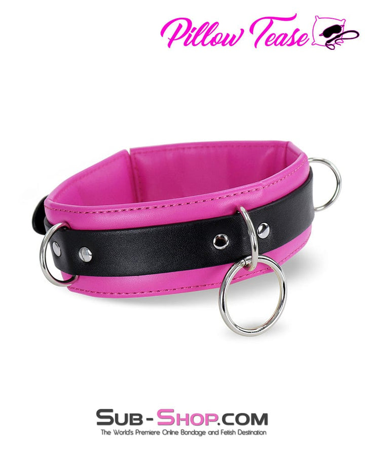 Collar 2668DL      Black and Rose Padded Bondage Collar