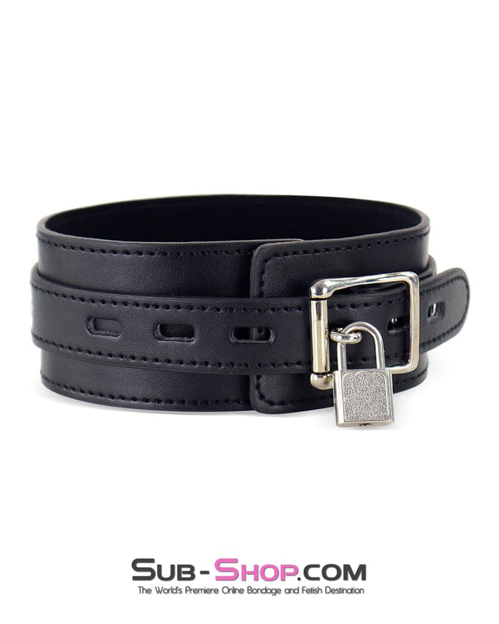 Collar 2778DL  Locking Black Single D-Ring Bondage Collar