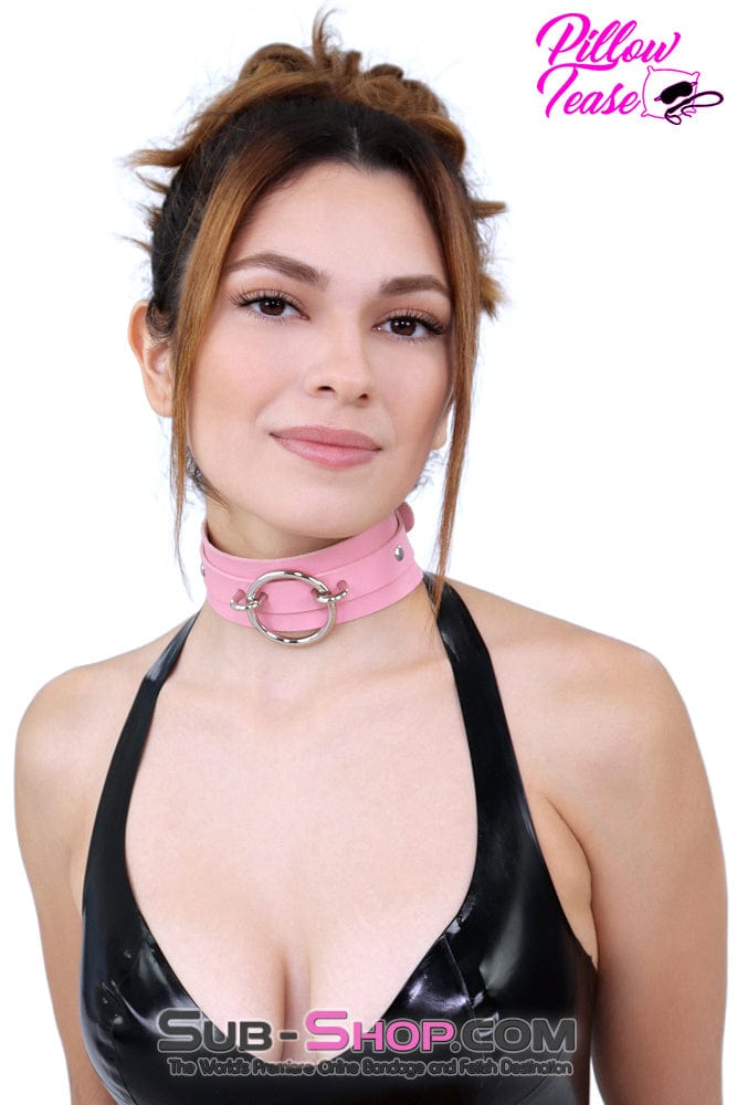 Collar 9722DL      Light Pink Thin Single Ring Bondage Fashion Collar