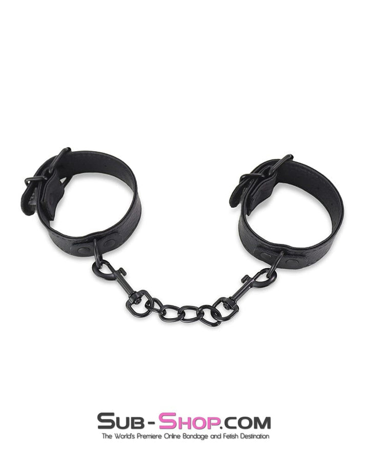 Cuffs 0744DL      Soft Slim Wrist Bands with Black Hardware and Chain