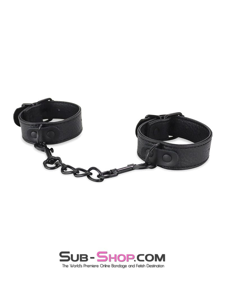 Cuffs 0744DL      Soft Slim Wrist Bands with Black Hardware and Chain