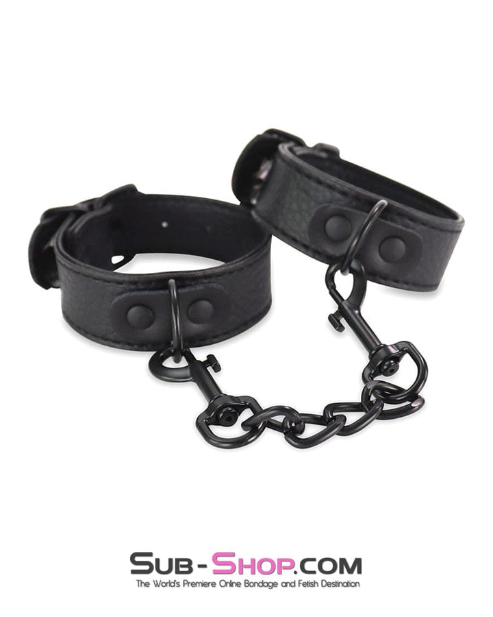 Cuffs 0744DL      Soft Slim Wrist Bands with Black Hardware and Chain