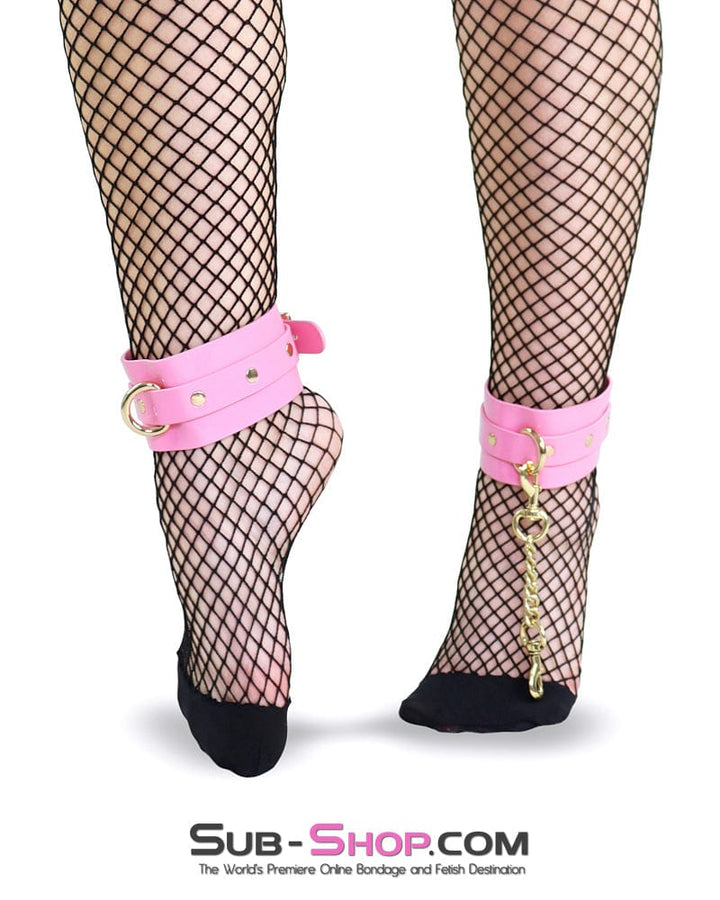 Cuffs 1385DL      Locking Patent Leather Bondage Shackles with Locks and Connection Chain