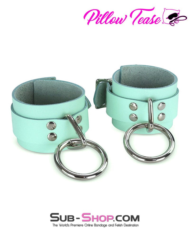 Cuffs 1399A      Retro Mint Leather Bondage Wrist Cuffs