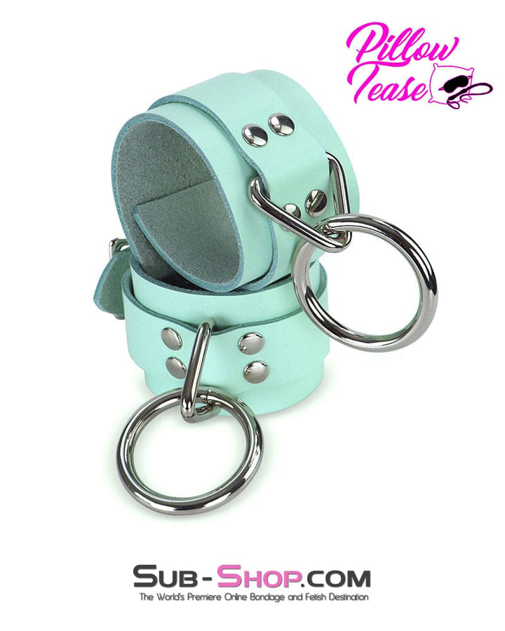 Cuffs 1399A      Retro Mint Leather Bondage Wrist Cuffs