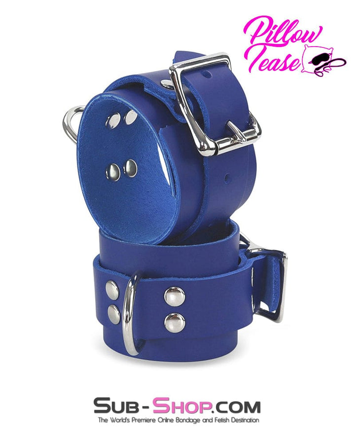 Cuffs 1477A      Royal Blue Leather Bondage Wrist Cuffs