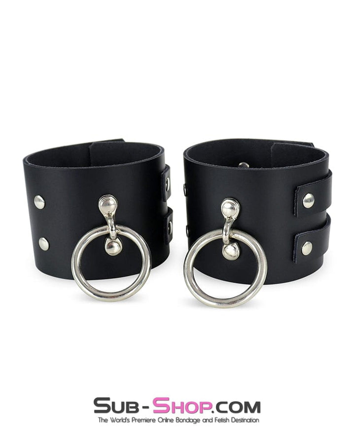 Cuffs 2499A      3 Inch Wide Black Leather Ankle Cuffs