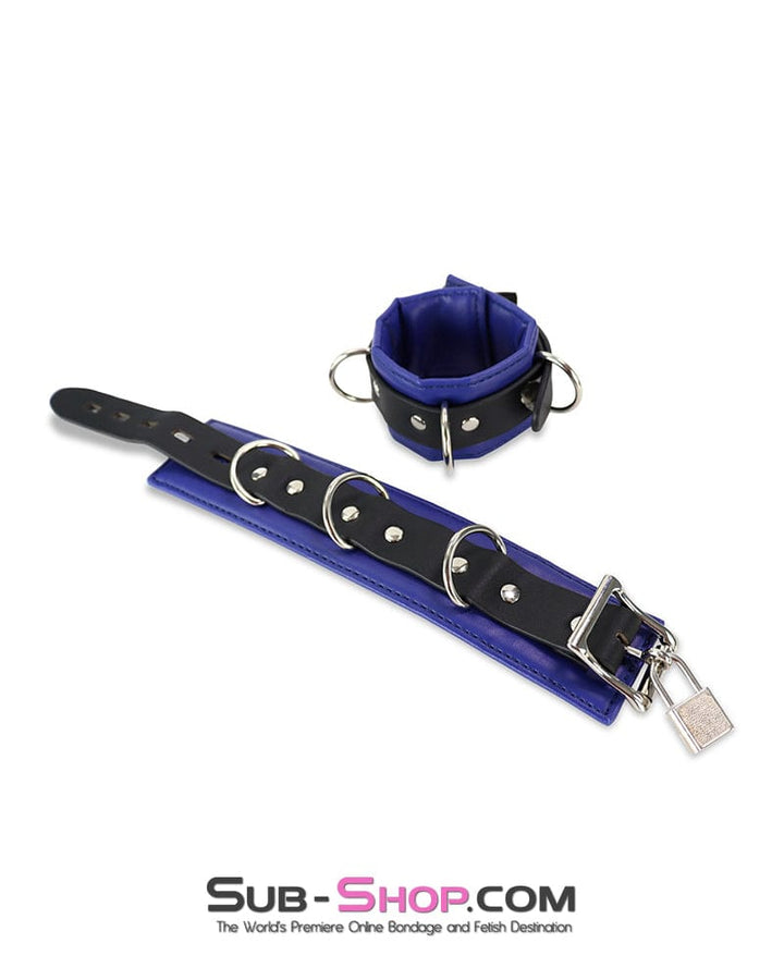 Cuffs 4744DL      Padded Black and Blue Wrist Bondage Cuffs