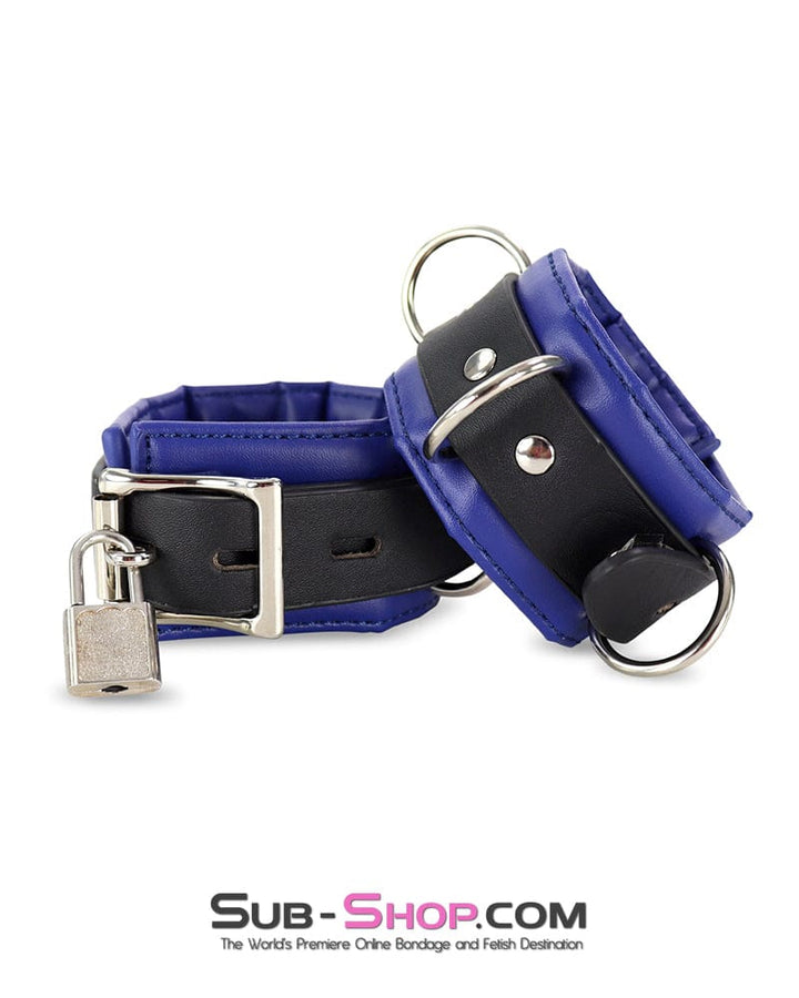 Cuffs 4744DL      Padded Black and Blue Wrist Bondage Cuffs